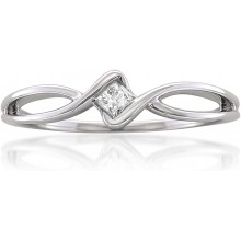 10k White Gold Princess-cut Diamond Promise Ring (1/10 cttw, I-J, I1-I2)
