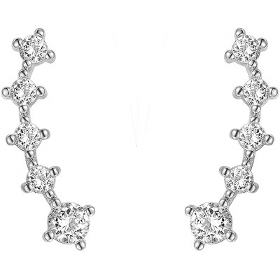 FREE Pearl Earrings With 14K Gold Plated Sterling Silver Post Crawler Earring Cuff Climber Earrings