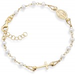 MiaBella 18K Gold over 925 Sterling Silver Handmade Italian 3.5-4mm White Cultured Freshwater Pearl Rosary Cross Charm Bead Bracelet for Women Teen Girls, Adjustable Link Chain 6 to 8 Inch 925 Italy MiaBella 18K Gold over 925 Sterling Silver Handmade Italian 3.5-4mm White Cultured Freshwater Pearl Rosary Cross Charm Bead Bracelet for Women Teen Girls, Adjustable Link Chain 6 to 8 Inch 925 Italy