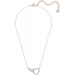 Swarovski Women's Infinity Heart Bangle Bracelet &amp; Necklace Rose-Gold Tone Finish Crystal Jewelry Collection