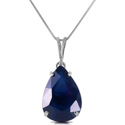 Galaxy Gold 14k 20" White Gold 4.65 Carat Teardrop Natural Sapphire Pendant Necklace