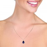 Galaxy Gold 14k 20" White Gold 4.65 Carat Teardrop Natural Sapphire Pendant Necklace